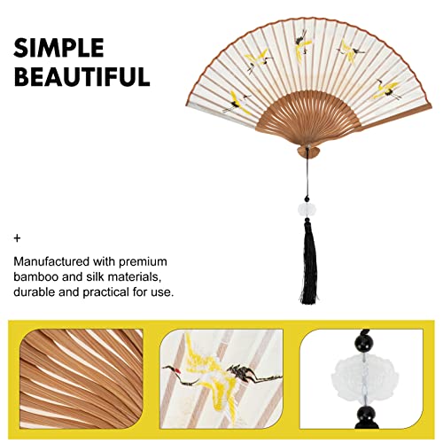 Leque de mão de seda dobrável, leque chinês de mão, leque japonês de tecido para festivais de dança