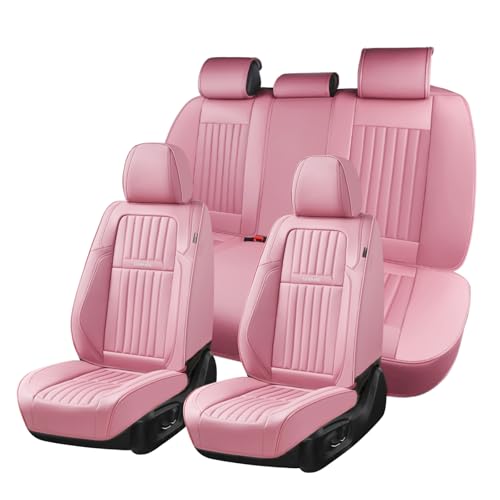 Image of Coverado Car Seat Covers Full Set, Seat Covers for Cars, Car Seat Cover, Car Seat Protector, Leather Car Seat Cushion, Waterproof Car Seat Covers Front Seats and Back Fit for Most Cars(Pink)