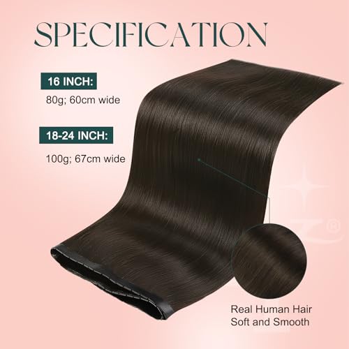 Image of Easyouth 80g Butterfly Weft Hair Extensions Brown OVO Weft Hair Extensions Human Hair Dark Brown Sew in Hair Extension Real Human Hair 16 Inch PU Wefts and Genius Wefts Extension Double Side