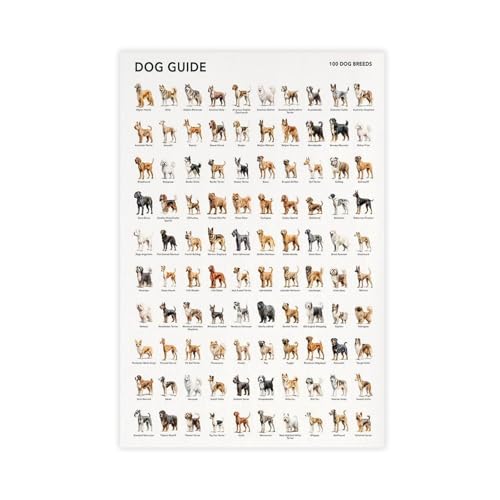 UTGN Poster auf Leinwand, Motiv 100 Hunderassen, 50 x 75 cm