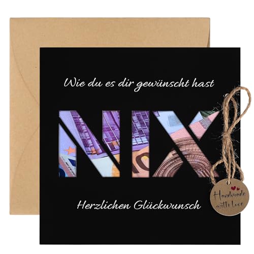 Thboxes Geldgeschenk Verpackung mit Umschlag Lustige NIX Grußkarte Geldgeschenke für Weihnachten Geburtstag Hochzeit Urlaub Reise Geld Geschenke für Männer und Frauen