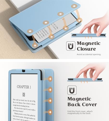 Image of MoKo Case for 7 inch /6.8 inch Kindle Paperwhite(12th /11th Generation-2024 /2021) and Kindle Colorsoft Signature Edition, Slim PU Shell Cover Case with Auto-Wake /Sleep for Kindle Paperwhite 2024, Sky Blue