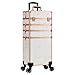 AROUS Rolling Makeup Train Case 5 in 1 Cosmetology Case on Wheels Large Cosmetic Organizer Travel Cart for Hairstylist Artist Nail Beauty Salon Barber,White
