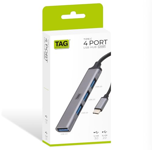 Image of TAG 4-in-1 Type C USB Hub Multiport Adapter, USB Hub with Aluminium Shell, 1 x USB 3.0 & 3 x USB 2.0 for PC, MacBook, Mac mini, iMac, Tablet, and Mobile Phones