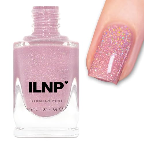 Image of ILNP Sweet Pea - Seashell Pink Holographic Jelly Nail Polish, Buildable Pink Sparkle Nail Polish, Non-Toxic, Vegan, Cruelty Free, Non Gel