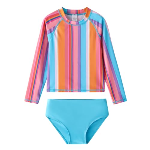 Image of Toddler and Little Girls Rash Guard Swimsuit Set UPF 50+ Swimwear
