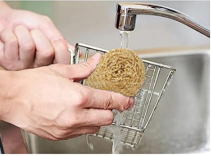 Image of 6 pcs Brass Ball Scrubber for Kitchen Scrub Pots Dishes Wall Tub Cleaner Household Cleaning Supplies