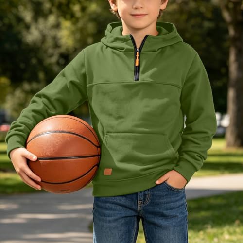 Hoodies for Boys Fleece Fashion Pullover Quarter Zip Hooded Sweatshirt - image 8
