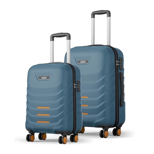 Safari Crescent 8 Wheels Set of 2, Cabin & Check-in Trolley Bags Hard Case Polycarbonate 360 Degree Wheeling System Luggage, Travel Bags, Suitcase for Travel, Trolley Bags for Travel, Ink Blue