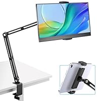 Tablet Stand Holder for ipad,Kindle,Portable Monitor Stand Holder 15.6'' Max,Foldable Tablet Mount Arm for ipad with 360°Rotate Base,Fits for Cell Phone,Kindle,Tabs 12.9'' Max(Not Over 2.65lb)