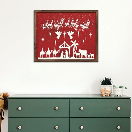 Panneau mural bois Merry Christmas deco ferme chretienne retro - 6