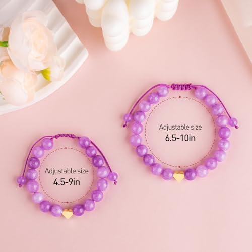 Image of Mommy and Me Preschool Pre-K First Day of School Bracelet Mother Daughter Matching Beaded Heart Bracelets Set Back to School Jewelry Gifts