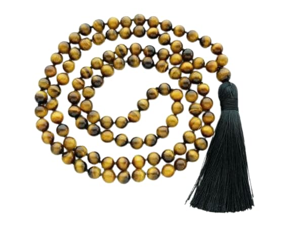 प्रीमियम क्वालिटी टाइगर आई स्टोन माला Hand Knotted Tiger Eye Stone Mala Original Certified टाइगर ऑय स्टोन गले की माला Tigereyes Maalai 108 Beads Tiger'S Eye Crystal Maala For Men & Women-image-41