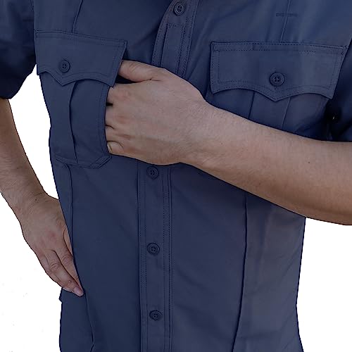 Image of First Class 100% Polyester Short & Long Sleeve Zippered Uniform Shirt 4 Pocket Hidden, Law Enforcement BDU Zipper Closure.