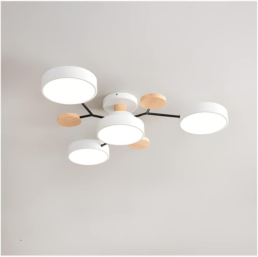 Plafonnier LED moderne 48W rond en bois à intensité variable 6 lumières - 7