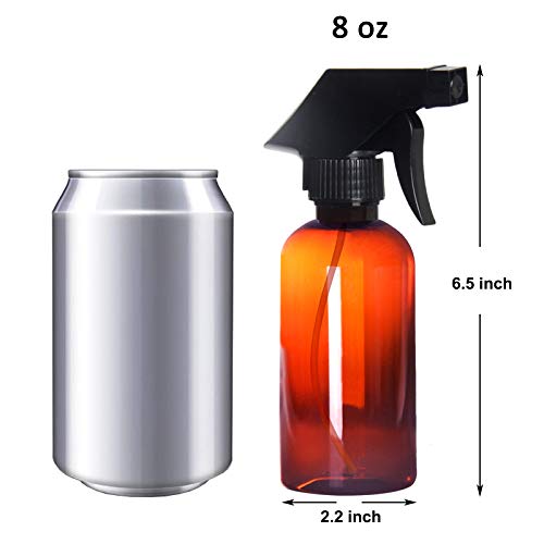 Youngever 6 Pack Empty Amber Plastic Spray Bottles, 8 Ounce Refillable Container for Essential Oils, Cleaning Products, or Aromatherapy, Trigger Sprayer with Mist and Stream Settings2