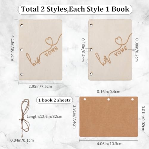 GORGECRAFT 8pcs Wooden Greeting Cards Wedding Vow Books Officiant Wedding Day Card Bride and Groom Bridal Shower Gifts Booklet Keepsake Vow Renewal Notebook with Jute Rope and Kraft Paper - Image 2