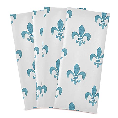 Susiyo G265522191P598C638S1306 Kitchen Dish Towels, Blue Fleur De Lis Kitchen Towels Set Of 6 Super Soft Absorbent Dish Towels Set Microfiber Polyester Kitchen Dish Cloths Decorative Tea Towels thumb #6
