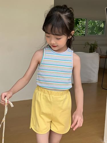 Image of BINIDUCKLING Toddler Tank Top Girls Summer Cute Striped Sleeveless Top 24 Months-8 Years