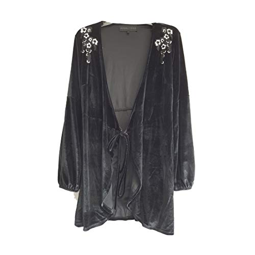 Kendall and Kylie Wrap Long Sleeve Shirt, Black, Small