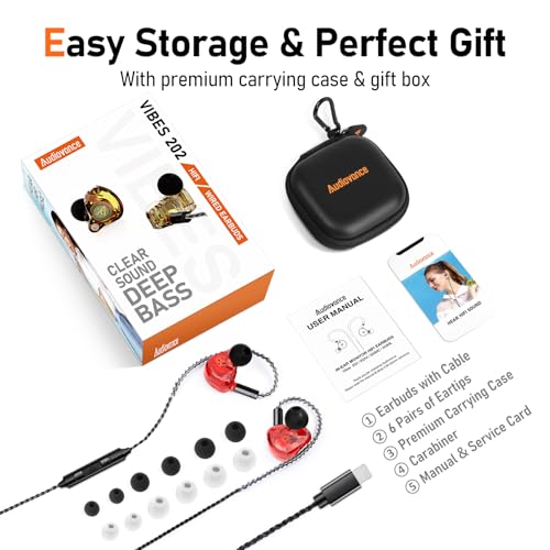 Image of Audiovance Vibes 202ML HiFi Wired Earbuds for iPhone 14 /13 /12 /11 /X, Pro Max