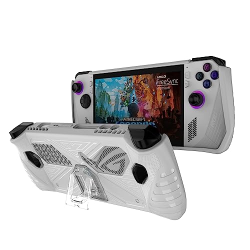 Baigeda Protective Case with Foldable Kickstand for ASUS Rog Ally 2023 Release Full Body Soft TPU Handheld Game Console Drop-Proof Protector Case with Shockproof,Non-Slip,Anti-Collision (White) -  TPU Case with Kickstand for Rog Ally