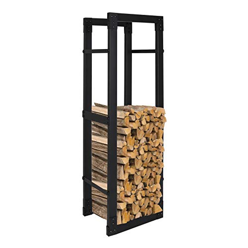 wolketon Kaminholzregal 150x40x25CM Maximale Belastung: 200 kg Brennholzregal Feuerholzregal Holzhalter mit Rutschfestem Pad schwarz