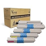 V4INK® Replacement 4 Pack Oki Type C17 C330 Toner Cartridge-Black Cyan Magenta Yellow for C310dn C330dn C510dn C530dn MC362w MC562w series