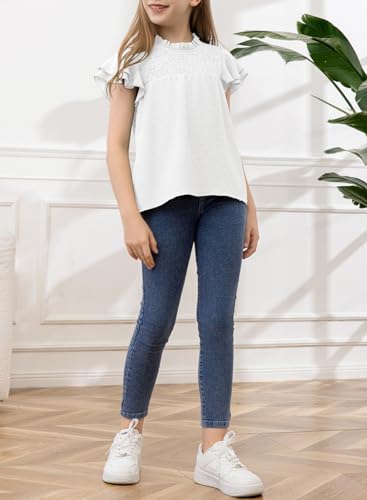 Image of bilbean Girls Elegant Polked Swiss Dot Long Sleeve Shirts Tops 6-15 Years