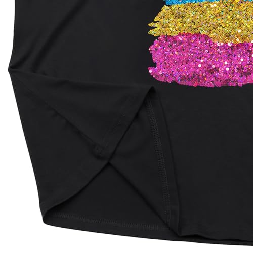 Image of PESION Womens Short Sleeve T-Shirt Sequined Tops O-Neck Funny Graphic Tees Blouse