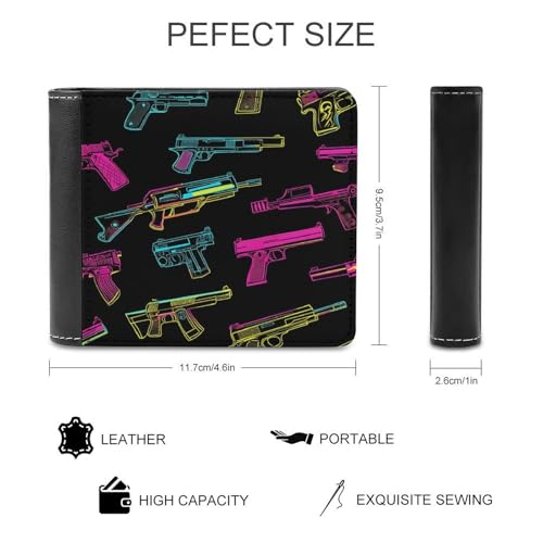 Neon Guns Minimalist Bifold Wallet Slim Purse with Money Clip And Credit Card Holder for Men Women2