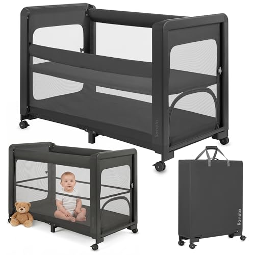 lionelo Patty Cuna De Viaje 5 En 1, Cuna De Viaje Bebe Colecho, Cuna De Bebe con Colchón De Espuma, Parque Cuna Plegable con Bolsa Y Ruedas, para Bebés Desde Nacimiento hasta 15 Kg