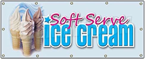 48"x120" Soft Serve ICE Cream Banner Sign Shop Parlor Signs Cones Sundae