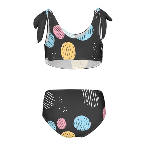 KLL Crayon Polka Dots Black Pattern Girls' 2 Pieces Bikini Sets Beach Bathing Suit Swimwear Adjustable Strap2