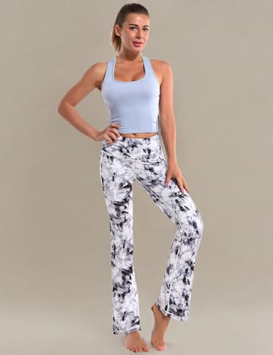 Image of BUBBLELIME 29 inch /31 inch /33 inch /35 inch /37 inch Women High Waist Bootlegs Yoga Pants Tummy Control Bootcut Workout Flared Out Pockets