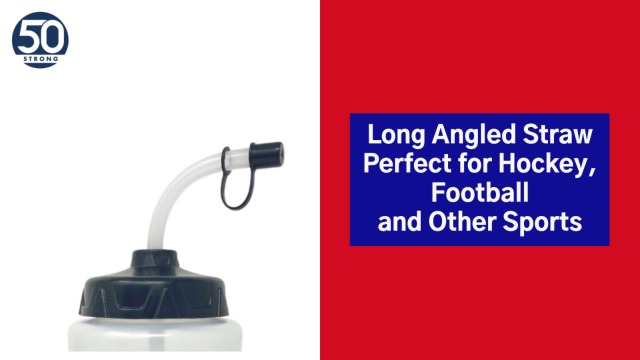 50 Strong 1 Liter BPA-Free Plastic Round Sports Water Bottle with Straw - 6 Pack