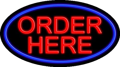 Letrero de neón de cristal Order Here #14261, fabricado en Estados Unidos