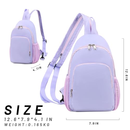 mygreen Sling Bag for Women, Sling Backpack Crossbody Convertible, Small Backpack Hiking Daypacks Water-resistant, Travel Shoulder Chest Bag for College Purple2