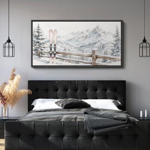 Image of MUDECOR Extra Large Framed Canvas Print Wall Art Ski Art for Living Room