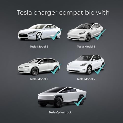 Image of Lectron Level 2 Tesla Charger (WiFi Version) - 240V, 40 Amp, NEMA 14-50 Plug, 16 ft Extension Cord - Portable Electric Car Charger for Tesla - Compatible with All Tesla Models 3 /Y /S /X