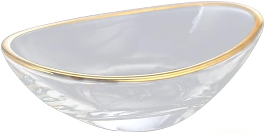 Boat Shaped Glass Sauce Plate Golden Edge Dipping Clear Mini Seasoning Dish for Home Restaurant Hotel
