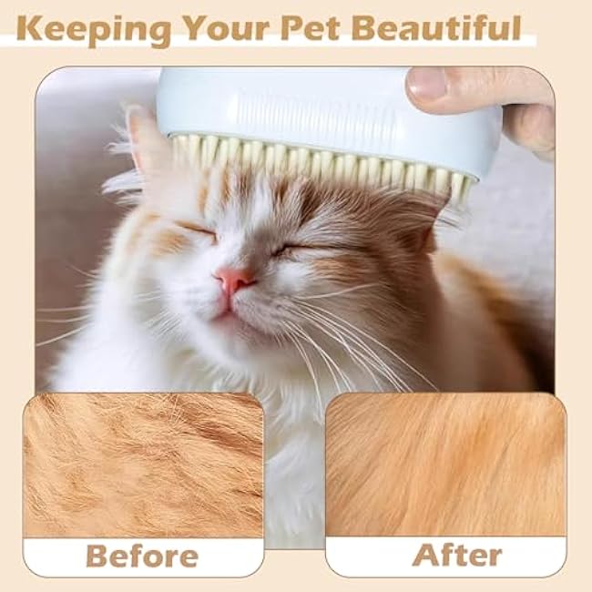 Cat Steam Brush for Shedding, 4-in-1 Pet Steam Brush with Anti-Static Spray, Massage, Cleaning, Shedding & Combing, Rechargeable Spritz Defur Comb for Cats and Dogs, Long or Short Hair-tcIGgm0K