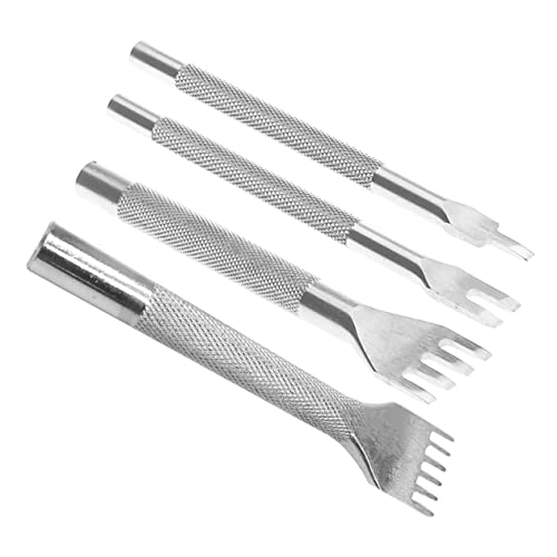 Homoyoyo 4mm Punching Tool Kit for Leather Leather Sewing Tool Smooth Handle Sharp Rhombus Tooth