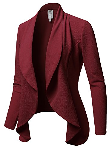 Women's Solid Formal Office Style Open Front Long Sleeves Blazer - Made in USA