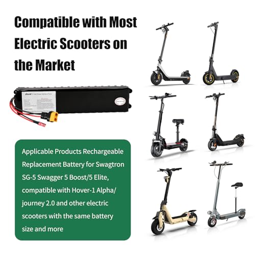 Image of Scooter Battery, 36V 7500mAh Rechargeable Lithium Battery Pack for 36V E-Scooters, with 15A BMS, Multiple Adapters Compatible with Most Electric Scooters 270WH