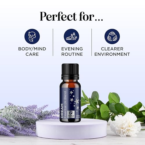 Image of Sleep Essential Oil Blend for Diffuser - Dream Essential Oils for Diffusers Aromatherapy and Relaxation with Clary Sage Ylang-Ylang Roman Chamomile and Lavender for Sleep Time Support (10mL)