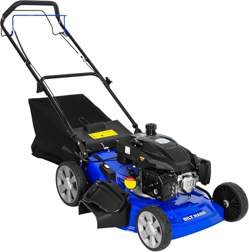 BILT HARD 21' Self Propelled Lawn Mower, 201cc Gas Powered 3-in-1 Mower with Bagging, Mulching & Side Discharge, 8-Position Cutting Height (1.2–3.75 in), Easy Start, Rear-Wheel Drive