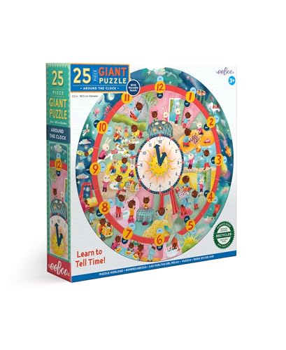 eeBoo: Around The Clock Jigsaw Puzzle, Engaging Way to Teach Time Telling, Provides an Innovative, Educational Experience, Perfect for Ages 3 and up