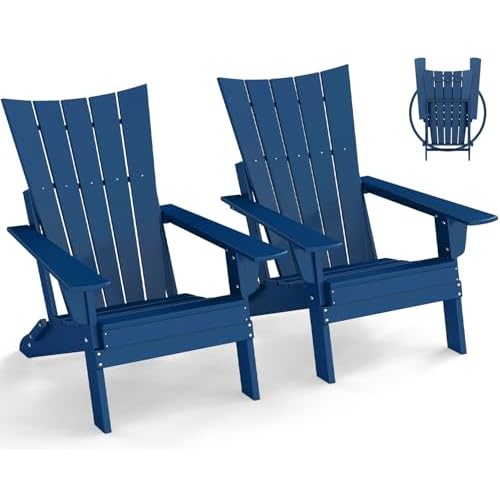 GREENVINES Folding-Adirondack-Chairs-Set-of-2 | HDPE Plastic | Arch Series | Fire Pit Chair | All Weather | for Outdoor Patio Deck Backyard Poolside |
