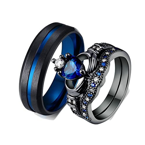 Bague Claddagh mariage en acier et cristal bleu pour vos cérémonies